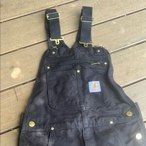 Carhartt Black Bib Overalls with Gold Accents size 28x32